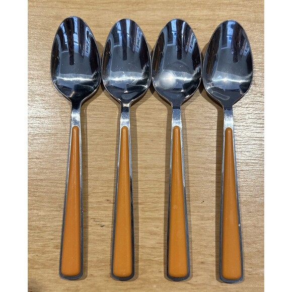 Fiesta Merengue Soup Spoons Flatware Set Of 4 Tangerine 8" - Picture 1 of 6